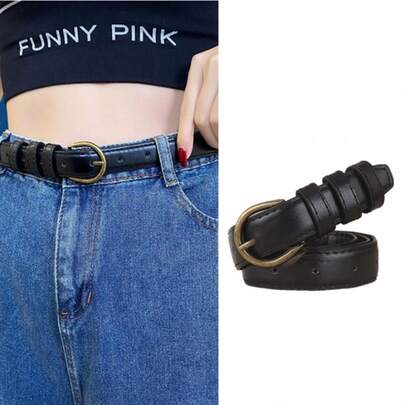 Unisex Retro Waist Belt - Versatile, Korean Style Decorative Jeans Belt