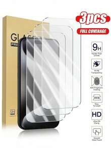 3pcs High Definition Tempered Glass Screen Protector, 1:1 Retina Display, Scratch-Resistant, Shatterproof, , Compatible With Apple X/XR/11/12/13/14/15/16/16 Plus/16 Pro/16 Pro Max/16e/17/17 Air/17 Pro/17 Pro Max Series - 3 Pcs - Transparent - View 33