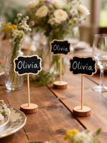 1/5/10pcs Wooden Small Chalkboard Signs With Stands, Rectangular Blackboard Labels For Party, Buffet, Wedding, Birthday Decoration - Multicolor - View 6