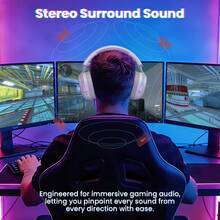 ATTACK SHARK G800 Wireless Gaming Headset, 7.1 Surround Stereo, 2.4GHz Low Latency Lightseed Technology, Bluetooth 5.2 & Wired Connection, 1000mAh Long Battery Life, 50mm Drivers, AI Noise Proof Detachable Microphone, RGB Lighting, Compatible With PC - Multicolor - View 5