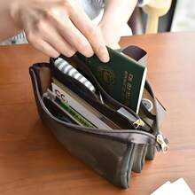 Bolsa de maquillaje de almacenamiento de malla, gran capacidad, bolsa de lavado simple y portátil, bolsa de almacenamiento para viajes de negocios, ba de almacenamiento multiusos TFD4 - Rojo - Ver 1