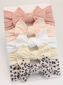 5 pièces/set Ensemble de bandeaux pour bébé fille, bandeaux à nœud pour nouveau-nés, serre-têtes élastiques, accessoires pour cheveux d'enfants, cadeau de bandeau pour bébé - Multicolore 5 pièces-A1 - Voir 8
