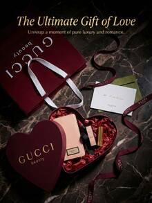 Gucci 505# Lipstick Gift Set, 1 Set Includes 1pc Luxury Lipstick, 3pcs Makeup Brushes, Makeup Brush Pouch, Envelope Card, Ancora Red Gift Box & Bag, Elegant Cosmetic Gift Set Suitable For Valentine's Day, Birthday, Holiday Gifts For Her - Retro Reddish-brown #505 - View 1