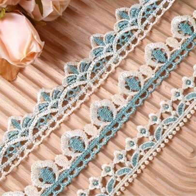 5厘米宽绿色水溶性刺绣水滴形蕾丝旗袍沙发靠垫，猫耳窗帘蕾丝装饰，DIY服装配件