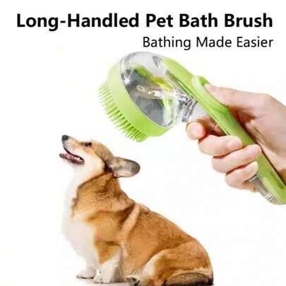 1pc Pet Bathing Brush, Cat Grooming Brush, Dog Bathing Tool With Long Handle, Easy Bathing