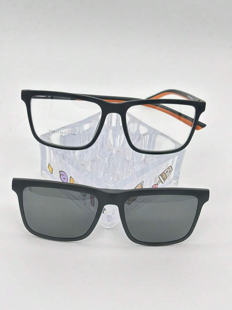 1 Lentes para Graduación 2671 Clips 2 un 1de Imán para ombre quadrado material TR 90 lente anti blu Liso Casual Casual - Naranja - Ver 1