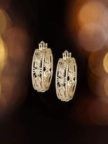 Mexican Style Virgin Mary Guadalupe Round Hoop Earrings, Women's Earrings, Gold Plated Copper Round Earrings, Wedding Jewelry Accessories Gift - St. Jude Earrings (Green Portrait) - View 10