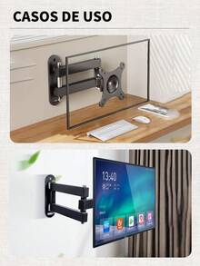 2 piezas Colgador de TV plegable para interiores RV, soporte para Monitor de 10 A 26 ulgadas,Soporte de Pared para TV de Movimiento Completo Compatible con TVs de 10-26 "con e Inclinación, Ajuste sin Herramientas, Brazo Articulado de Alta Resistencia,Apto para Pantallas de hasta 12KG - Instalación para Cine y Pantallas Anchas, elevador de techo para coche, cocina ajustable, comedor, caravana, habitación, soporte para TV - 2 piezas - Ver 11