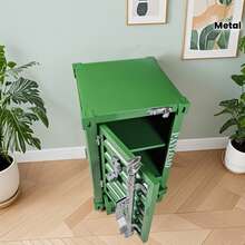 2層の収納スペースと引き出しを備えた1個のレトロで美しい金属製の収納ボックスは、多用途で、アイテムを整理整頓し、さまざまな日用品の保管に適しています。 WLHI - レッド - チェックする 1