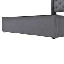 Upholstered Hydraulic Single Bed 90x200cm, Slatted Bed With Metal Frame, Modern Bed Frame With Storage Space, Cotton, Grey (With Mattress) - Grey - View 9