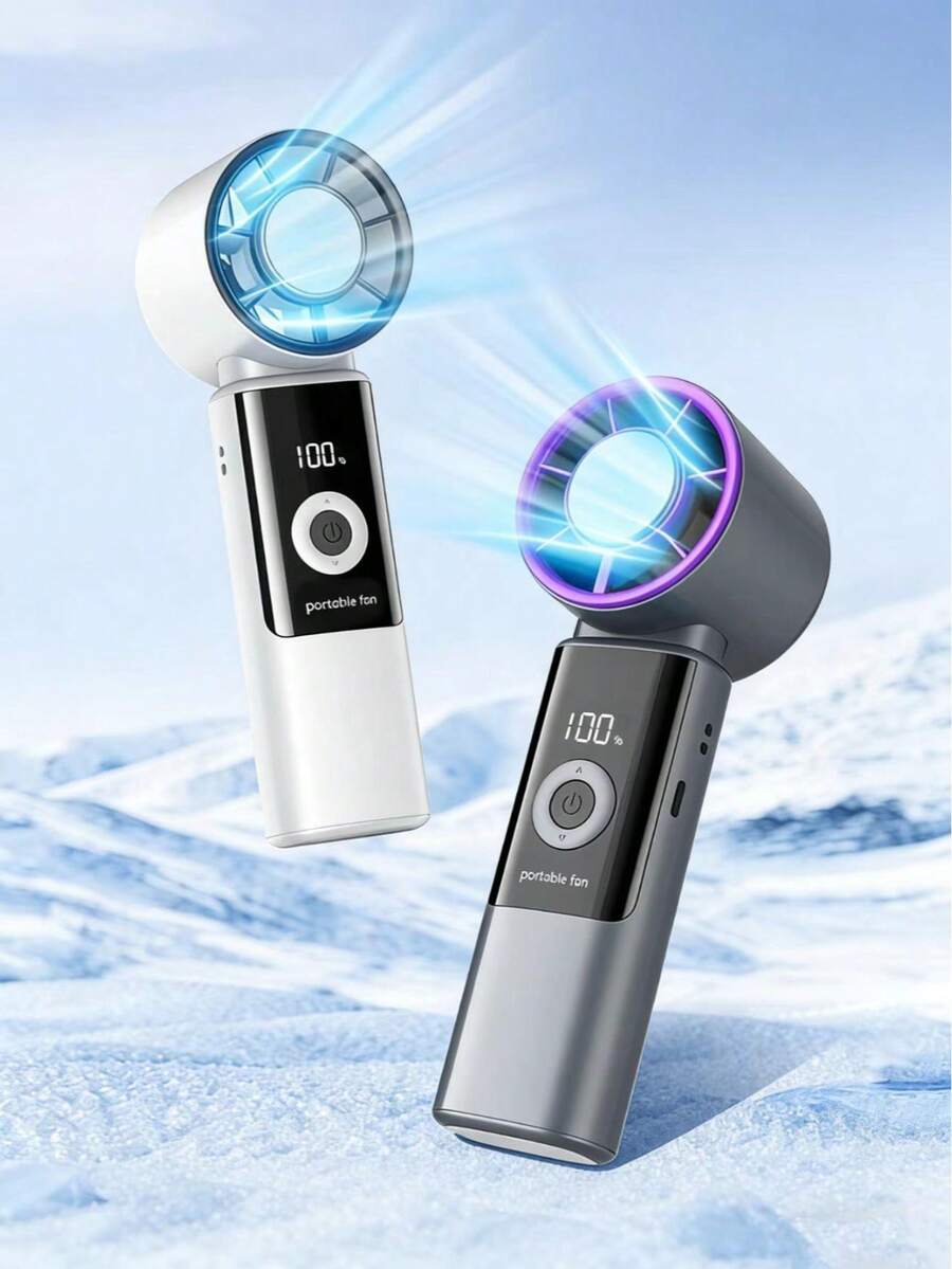 Foldable Chilling High-Speed Fan - Handheld Fan, Built-In 3600mAh Battery, Long Battery Life, Pocket Size, Battery Or USB Powered, 199 Wind Speed Settings, Press 3s To Activate Cooling Mode, Mini USB Portable - Multicolor - View 1
