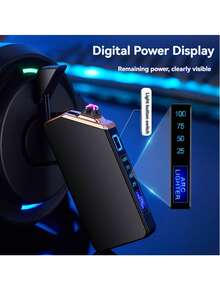 Encendedor de arco, a prueba de viento, recargable por USB, pantalla de potencia, encendedor electrónico creativo y personalizado. - Negro - Ver 5