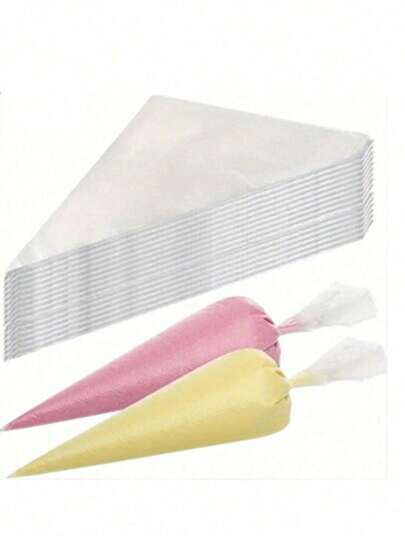 Piping Bags, 100 PCS Clear Disposable Icing Bags, Thickened Non-Slip And Anti-Burst Pastry Bags For Baking And Decorating Desserts Cakes Cookie