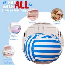 Stuffed Animal Storage Bean Bag Chair Cover For Stuffable Zipper Beanbag For Organizing Plush Toys Large Premium Cotton Canvas Blue X-LargeChildren's Growth Games, Fun And Joyful, Essential For Childhood - Blue - View 6