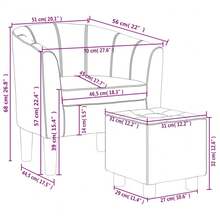 vidaXL Clubsessel mit Fußhocker, Rot, Kunstleder - Gelb - Übersicht 8