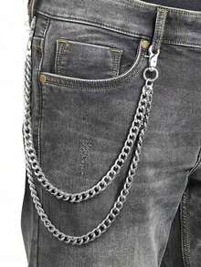 1pc Multi-Layer Key Chain | Punk Pants Chain Motorcycle Riding Jeans Accessory - Bạc - Xem 2