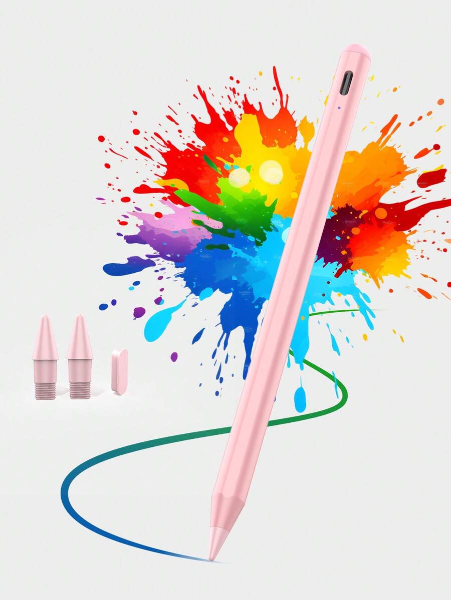 Apple Pencil Compatible With Ipad A16 10th Gen, 90mAh Battery Capacity, Support Anti-Mistouch And Tilt Sensing, Compatible With IPad 10.9" (2022), IPad Air 4/5/6/M4, IPad 11th Gen (2025), IPad Air 11"/13" (M3/M2), IPad Pro 11"/12.9" - Pink - Pink - View 1