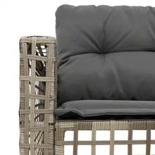 vidaXL L-förmiges Gartensorfa mit Kissen und Fußbank, grau Polyrattan - Gris - Voir 7
