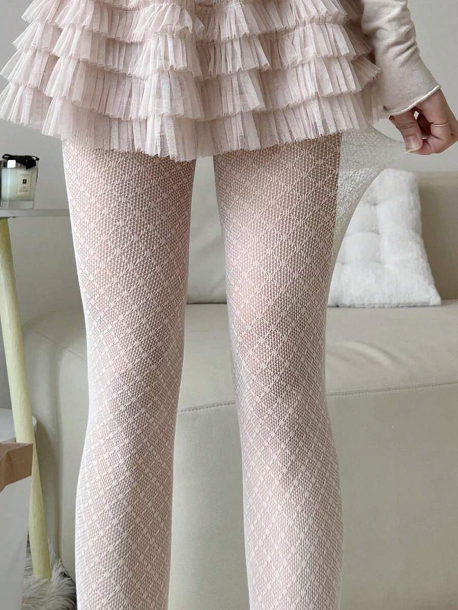 Women's Sweet Lolita Sheer Plaid Thigh High Stockings - Lightweight & Comfortable Pantyhose, Ideal For Wearing With Lolita Outfits, Dresses And Mary Jane Shoes - Multicolor - View 1