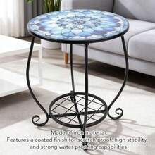 jjytFockety Mesa iliar de Ml Mesa de Patio Pequeña rativa de ierro Mesa de Centro para Exteres de Doble Capa para ardin Sala de Estar Dormito Oficina Balcon Uso en CMesa de centro exterior - 312 - Ver 4