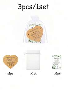 1/3/18/36件套婚礼宾客礼品心形杯垫，含收纳袋和感谢卡，适合婚礼派对或周年纪念日，散装心形杯垫、感谢卡、丝绸袋婚礼回礼 - 多色 - 查看 16