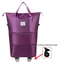 带可拆卸轮子的拉杆旅行包，可扩展女士行李包，可折叠拉杆登机箱，登机箱，男女通用礼品袋 - 彩色 - 查看 18