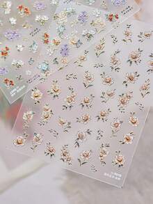 1 Sheet Luxury Retro Gilded Chinese Style Floral Butterfly Gold Foil Nail Stickers Nail Supplies - Multicolor - View 7