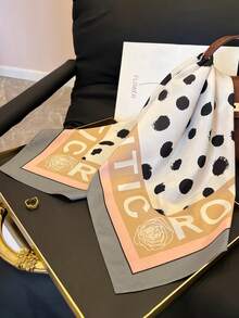 1pc Women's Black Polka Dot Bandana, Elegant Minimalist Scarf - Multicolor - View 3