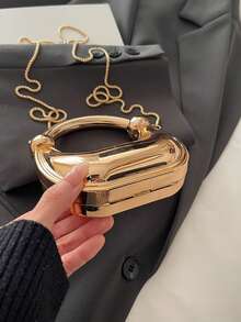 Túi xách hình trăng lưỡi liềm bằng acrylic, túi mini hình lòng bàn tay, túi đeo vai chéo đa năng thời trang, thích hợp đựng son môi, tai nghe, v.v. - Vàng - Xem 11