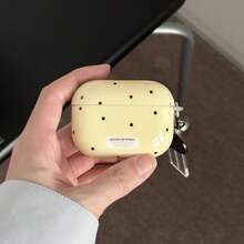 Minimalist Yellow Polka Dot Heart Pendant Earphone Case Compatible With Airpods Pro 2, Cute Apple 4 Minimalist 3 New 1/2 Generation Women Earphone Case - Yellow - View 4