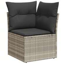 vidaXL 7-Teiliges Gartensofaset Mit Kissen, Hellgrau, Poly-Rattan - Grey - View 7