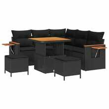 vidaXL 9-teiliges Garten-Sofa-Set mit Kissen, Schwarz Poly-Rattan - Noir - Voir 2