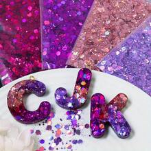 4 Bags/Set Holographic Resin Glitter Chunky Sequins Mix Kit, Ideal For DIY Crafts, Alphabet Keychain Filler, Jewelry Casting Supplies - Multicolor - View 6