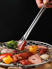 1pc Stainless Steel Korean BBQ Tongs, Grill Tongs, Extra Long Kitchen Food Tongs, Steakhouse Tongs, Heat Resistant Barbecue Tongs - A - View 1