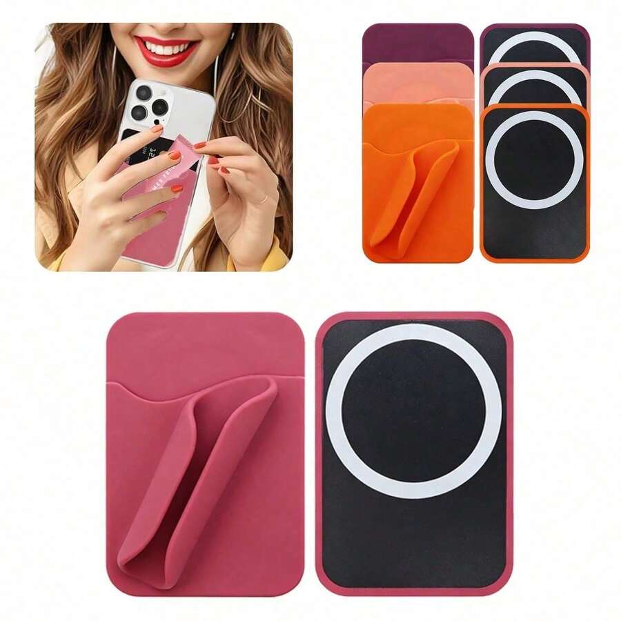 Simple Silicone Phone Case With 3D Lip Gloss Holder For IPhone 17 Air 17 Pro Max/Pro 16/15/14 Plus 15 14 13 12, Soft Touch Matte Back Cover, Shockproof & Anti-Fingerprint Protective Case - Magenta - 查看 1