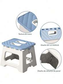 1 pieza aburete Plegable portátil con asa, Taburete de Plástico Antideslizante Reposapiés Compacto y Resistente Escalera Ligera Sillas Plegables Ideal para Baño Cocina Dormitorio Camping,portátil mini silla plegable al aire libre para adultos, silla de pesca portátil - Celeste - Ver 5