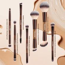 MAANGE 7 PCS Foundation Makeup Brush Set With Bag, Make Up Brushes, Eyeshadow Concealer Brush, Double-Ended Foundation Contour Powder Blush, Professional Face Brush Set Tools For Liquid,Cream(Apricot) - ColorB - View 3