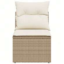 vidaXL Gartensessel Ohne Armlehnen Mit Kissen, Beige Poly Rattan - Beige - Visualizzare 4