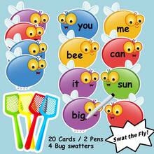 Lachilly DIY Swat Cards Double Sides Erasable Flashcards, 20 Pcs Dry Erase Fly Cards 4 Fly Swatters, Kids Quick Response Sight Word Games Learning Activity DIY Teaching Aids, Funny Educational Learning Games For Classroom - Multicolor - View 12