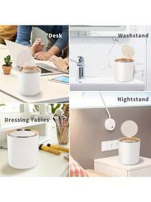 2.6L Mini Desktop Trash Can With Lid - Fashionable White & Gold Design, Quiet Closing, Suitable For Office Desk, Bathroom, Vanity, Kitchen - Multicolor - View 7