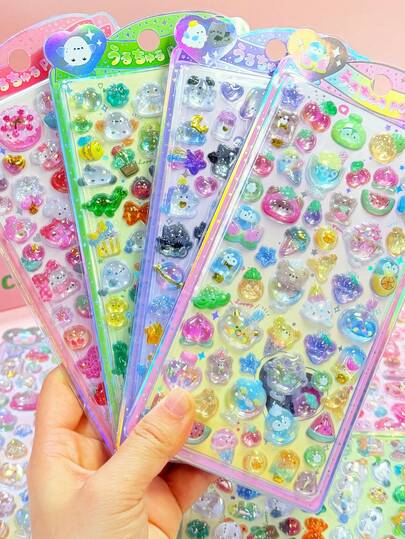 3D立体浮雕趣味贴纸，散页亚克力钻石贴纸，儿童手工DIY装饰贴纸，精致浮雕趣味贴纸