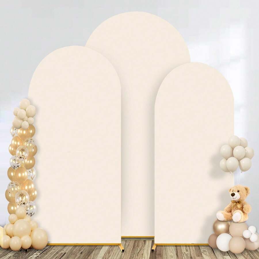1Pc Beige Arch Backdrop Cover - Spandex Fitted Wedding Arch Frame Cover, Dome Arch Backdrop For Party Backdrop, Arch Cover For Wedding Decoration, Reception, Bridal Shower, Gender Reveal, Garden Outdoor Ceremony Banquet Decoration, Holiday Gift Back To School Supplies (Arch Frame Not Included) - Màu be - Xem 1