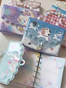 1 Bead Chain Sticker Collection Book, Cute Animal Print Stickers, Reusable Stickers, Gift Collection Album, Sticker Scrapbook (With Lock) - Single Piece - View 3