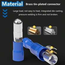 TEMINUO 160/80个子弹头对接连接器，公母通用，全绝缘PVC快速接线端子，适用于汽车、船舶、工业设备、卡车、摩托车等，22-10号线规，红黄蓝三色可选 - 多色 - 查看 6