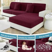 YSTELLAA Stretch Sitzkissenbezug, Elastischer Sofa Sitzkissenbezug rutschfest, Universal Bezug Für Sitzkissen Waschbare, Sofakissen Bezug Sofabezug(2 Sitzer, Dunkelgrau)-8111 - Burgunderrot - Übersicht 8