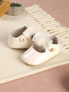 新款女婴软底学步鞋，可爱公主风，防滑设计，适合0-1岁宝宝，春秋季款 - 米色 - 查看 5