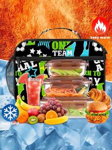 儿童午餐盒保温软袋，返校午餐袋，可重复使用保温便携午餐盒，男女通用防漏保冷手提袋 - 黑色 - 查看 5