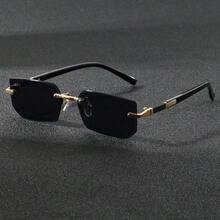 3副/2副/1副男女通用矩形无框时尚金属眼镜，高端眼镜，适合国际时装周、日常生活、社交活动、商务场合、通勤和旅行。 - 彩色 - 查看 4