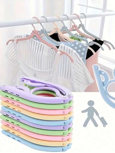 Portable Foldable Travel Clothes Hanger - Space-Saving Folding Design, Plastic Multi-Color Hangers, Suitable For Suitcase, Wardrobe Organization And Travel Essentials, Lightweight And Easy To Fold Clothes Hanger - Must-Have Cruise Accessory, Space-Saving Drying Rack, Garment Hook, Travel Hanger (Random Color), Travel Essentials, Travel Accessories, Vacation, Summer, Holiday, Back To School Season