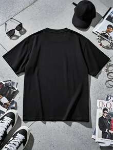 Men's Fashionable Casual Streetwear, Disney Mickey Mouse Print Short-Sleeved T-Shirt. - Black - View 2